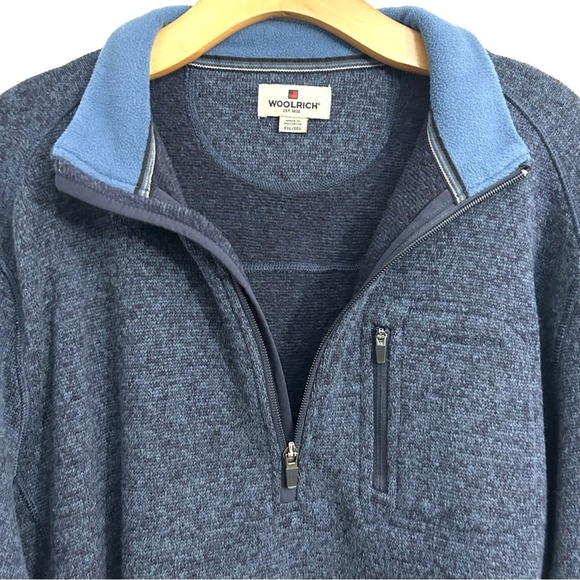 Woolrich men’s 1/4 zip fleece pullover blue sweater warm winter EUC size XXL - Picture 5 of 11